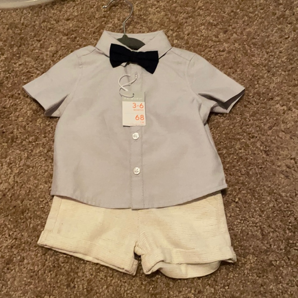 Short sleeve and short set with bow tie